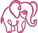 Baby Elephant Machine Embroidery Design, Outline Nursery Digital File 