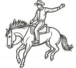 Cowboy Riding Horse Machine Embroidery Design, Western Horse Rider Outline Embroidery Pattern, Rodeo Cowboy, Ranch Western Art Digital File PES DST