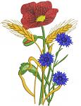 Bouquet of Wild Flowers and Ears of Wheat Machine Embroidery Design 