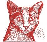 Redwork Cat Machine Embroidery Design, Outline Style, Large Hoop Format