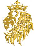 A golden lion with a crown Machine embroidery design 