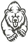 Grizzly Bear Machine Embroidery Design, Wild Animal Outline Pattern 