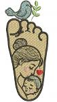 Mother and baby footprint machine embroidery design 