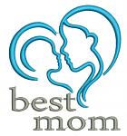 Heart with mother and child, and Best Mom inscription machine embroidery design  