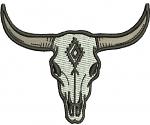 Western Longhorn Bull Skull Machine Embroidery Design, Cowboy Ranch Cap Logo, Western Hat Embroidery, Bull Head PES DST 