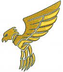 Flying Eagle Machine Embroidery Design, Blue Heraldic Bird Digital File  