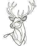 Deer Head Line Art Machine Embroidery Design
