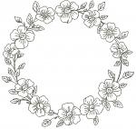 Delicate Flower Wreath for Monogram Machine Embroidery Design 