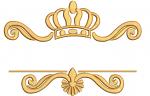 Crown and baroque openwork border machine embroidery design  