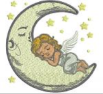 Angel Sleeps on the Moon Machine Embroidery Design 