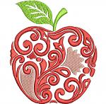 Apple monogram machine embroidery design, decorative apple embroidery pattern, teacher gift embroidery file 