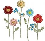Simple wild flowers machine embroidery design 