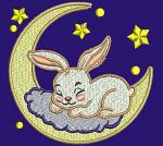 A Bunny Sleeps on the Moon Machine Embroidery Design 