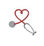 Phonendoscope and heart machine embroidery design 