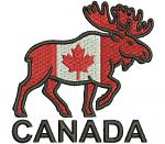 Canada Moose Flag Machine Embroidery Design, Canadian Wildlife Elk Digital File 