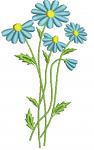 Blue Daisies Machine Embroidery Design, Instant Download 