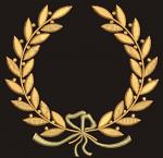 Golden Laurel Wreath with Bow Machine Embroidery Design 
