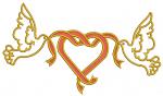 Wedding Doves and Heart Machine Embroidery Design, Romantic Ribbon Digital File  