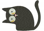 Curious black cat for pocket embroidery, machine embroidery design 