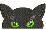 Black Cat Face Machine Embroidery Design, Green Eyes Peek, Small Animal Motif for Plush Toys and Clothing08022026