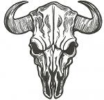 Bull Cow Skull Machine Embroidery Design, Western Longhorn Digital File 