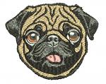 Pug Dog Machine Embroidery Design, Realistic Pug Face Portrait Digital File  