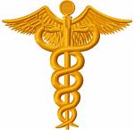 Caduceus embroidery design, medical pattern, healthcare design 