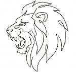Roaring Lion Embroidery Design, Animal Outline Line Art Machine Embroidery File, Roar Lion Head Digitized Pattern for Jacket, Hoodie & Ca