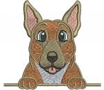 Peeking  shepherd dog on pocket machine embroidery design 