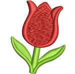 Red tulip machine embroidery design, includes size for caps 