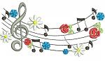 Floral Music Notes Machine Embroidery Design 