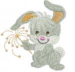 Cute Bunny with Sparkler Machine Embroidery Design, Christmas New Year Rabbit Digital File  
