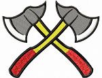 Crossed Firefighter Axes Machine Embroidery Design 
