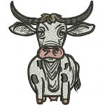 Texas longhorn cartoon cow machine embroidery design, western cow embroidery file, cute animal embroidery pattern