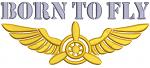 Born to fly text with pilot wings – machine embroidery design 