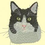 Black and White Cat Head Machine Embroidery Design 