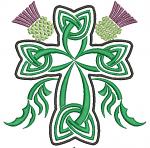 Celtic cross with thistle flowers  Machine Embroidery Design 