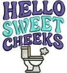 Hello Sweet Cheeks Bathroom Machine Embroidery Design, Funny Toilet Quote, Cute Bathroom Decor Embroidery Pattern