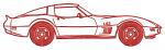 Red sports car machine embroidery design, classic car embroidery, race car embroidery file 
