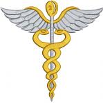 Caduceus Embroidery, Medical Pattern, Healthcare Design 