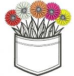 Flower Pocket Machine Embroidery Design, Wildflower Pocket Applique, Daisy Bouquet Pocket, Floral Shirt Pocket Embroidery 
