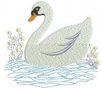 Swan Machine Embroidery Design, White Swan on Water Digital File 