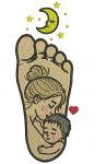 Mother and Son Footprint Machine Embroidery Design, Sketch Style, Three Sizes 