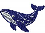 Blue Whale Miniature Machine Embroidery Design, Blue Ocean Mammal, Minimal Marine Animal Embroidery File, Nautical Digital Download