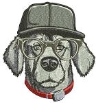 Stylish Labrador Retriever in Glasses and Cap Machine Embroidery Design 