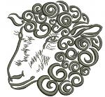 Curly Lamb Machine Embroidery Design, Swirl Sheep Head Digital File 