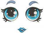 Blue eyes anime dolls doll face / Muzzle for embroidery on clothes or dolls Instant Download 