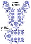 Set of Ornamental Machine Embroidery Designs Blue Flowers and Leaves 