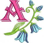blue bell flowers font / Monogram Alphabet Machine Embroidery Design / 26 letters - 3 Inch Sizes 