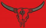 Longhorn bull skull machine embroidery design western cattle skull for hats jackets and accessories 